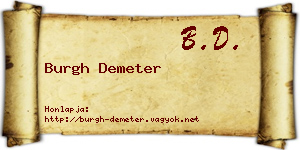 Burgh Demeter névjegykártya